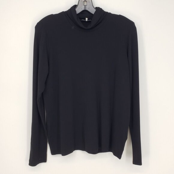 Eileen Fisher Silk Turtleneck Top M Long Sleeves Stretch Black - Picture 1 of 8